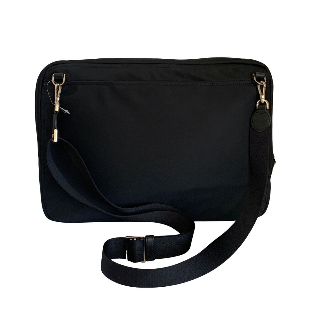 Kate Spade Chelsea Black Nylon Laptop Case Crossbody Gold Hardware - Picture 7 of 12